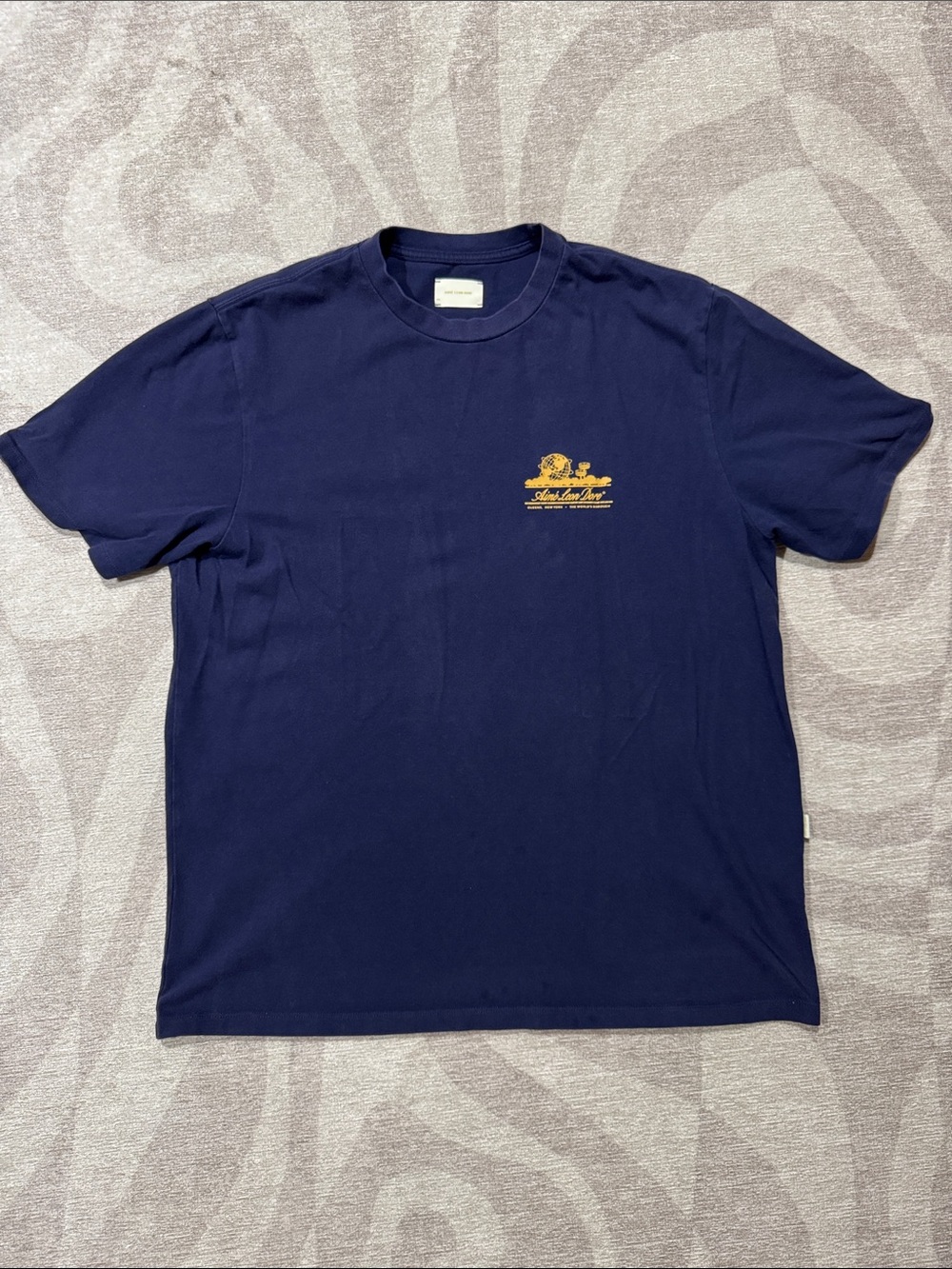 Aime Leon Dore Navy Short-Sleeve Tee with Yellow Chest Logo